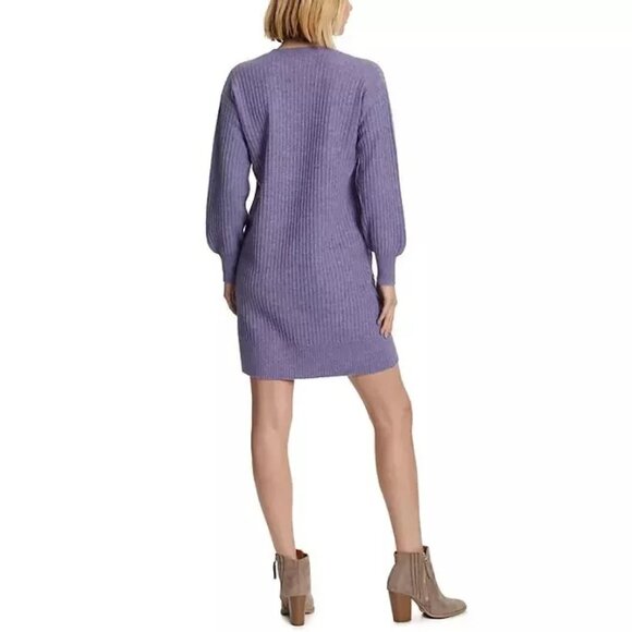New W/Tags Jessica Simpson Lilac V Neck Blouson Sleeve Sweater Dress Tunic SZ XS - Picture 2 of 6